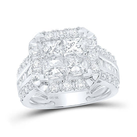 Captivating Brilliance: 10kt White Gold Princess Diamond Square Ring 3 - 1/5 Cttw - Splendid Jewellery