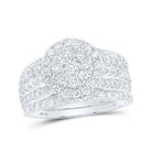 Captivating Brilliance: 10kt White Gold Round Diamond Cluster Bridal Wedding Ring Band Set - Splendid Jewellery