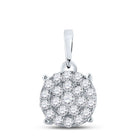 Captivating Brilliance: 10kt White Gold Round Diamond Cluster Pendant 1 - 1/2 Cttw - Splendid Jewellery