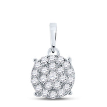 Load image into Gallery viewer, Captivating Brilliance: 10kt White Gold Round Diamond Cluster Pendant 1 - 1/2 Cttw - Splendid Jewellery