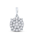 Captivating Brilliance: 10kt White Gold Round Diamond Cluster Pendant 1 - 1/2 Cttw - Splendid Jewellery