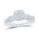 Captivating Brilliance | 10kt White Gold Round Diamond Halo Bridal Wedding Ring Band Set 1/2 Cttw | Splendid Jewellery - Splendid Jewellery