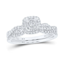 Load image into Gallery viewer, Captivating Brilliance | 10kt White Gold Round Diamond Halo Bridal Wedding Ring Band Set 1/2 Cttw | Splendid Jewellery - Splendid Jewellery