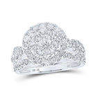Captivating Brilliance | 10kt White Gold Round Diamond Halo Bridal Wedding Ring Band Set 2 Cttw - Splendid Jewellery