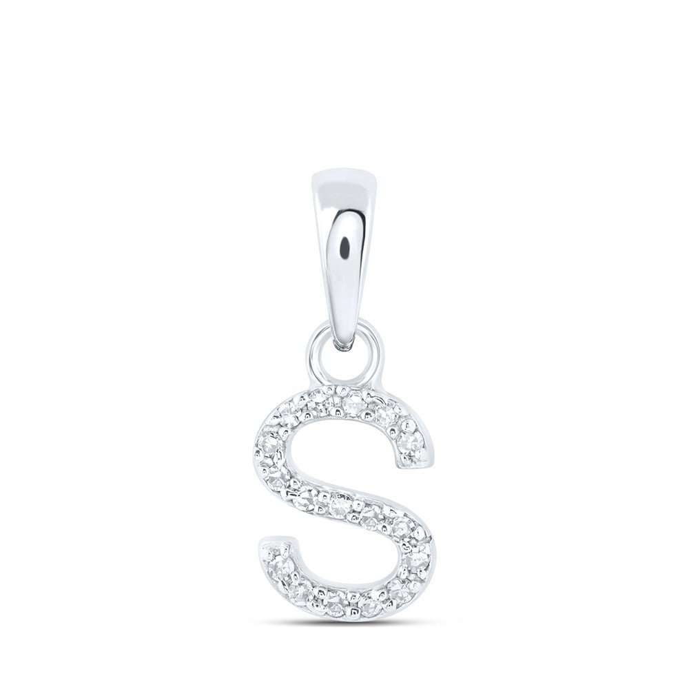 Captivating Brilliance: 10kt White Gold Round Diamond S Initial Pendant - Splendid Jewellery