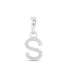 Captivating Brilliance: 10kt White Gold Round Diamond S Initial Pendant - Splendid Jewellery
