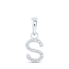 Captivating Brilliance: 10kt White Gold Round Diamond S Initial Pendant - Splendid Jewellery