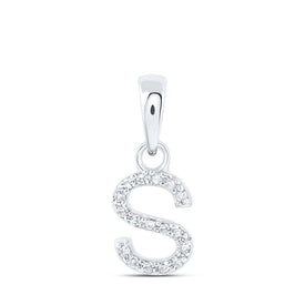 Captivating Brilliance: 10kt White Gold Round Diamond S Initial Pendant - Splendid Jewellery