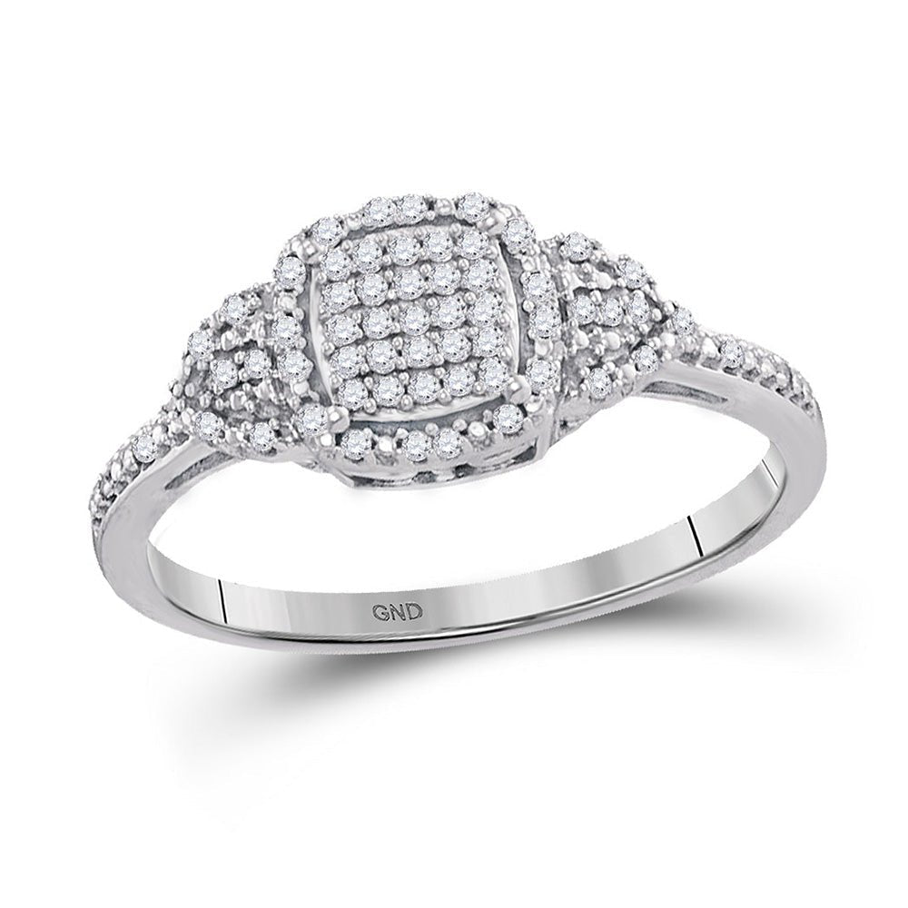 Captivating Brilliance: 10kt White Gold Round Diamond Square Cluster Ring - Splendid Jewellery