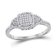 Load image into Gallery viewer, Captivating Brilliance: 10kt White Gold Round Diamond Square Cluster Ring - Splendid Jewellery