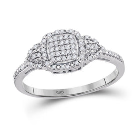 Captivating Brilliance: 10kt White Gold Round Diamond Square Cluster Ring - Splendid Jewellery
