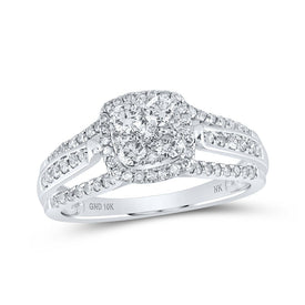 Captivating Brilliance: 10kt White Gold Square Cluster Diamond Ring - Splendid Jewellery