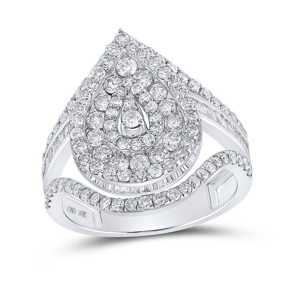 Captivating Brilliance: 10kt White Gold Tear Cluster Diamond Ring - Splendid Jewellery