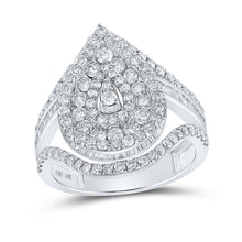Load image into Gallery viewer, Captivating Brilliance: 10kt White Gold Tear Cluster Diamond Ring - Splendid Jewellery
