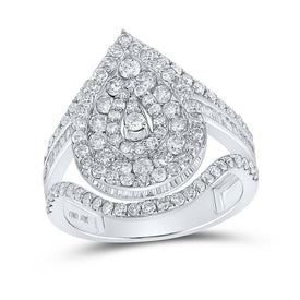 Captivating Brilliance: 10kt White Gold Tear Cluster Diamond Ring - Splendid Jewellery