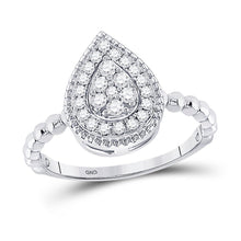Load image into Gallery viewer, Captivating Brilliance: 10kt White Gold Teardrop Diamond Cluster Ring - Splendid Jewellery