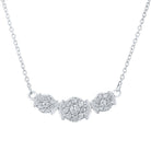 Captivating Brilliance: 10kt White Gold Triple Cluster Diamond Pendant Necklace - Splendid Jewellery