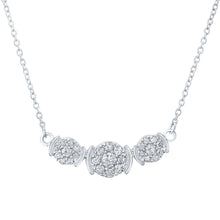 Load image into Gallery viewer, Captivating Brilliance: 10kt White Gold Triple Cluster Diamond Pendant Necklace - Splendid Jewellery