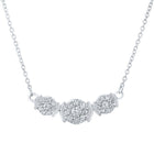 Captivating Brilliance: 10kt White Gold Triple Cluster Diamond Pendant Necklace - Splendid Jewellery