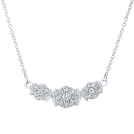 Captivating Brilliance: 10kt White Gold Triple Cluster Diamond Pendant Necklace - Splendid Jewellery