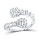 Captivating Brilliance: 10kt White Gold Women's Diamond Cushion Cuff Band Ring - Splendid Jewellery