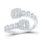 Captivating Brilliance: 10kt White Gold Women's Diamond Cushion Cuff Band Ring - Splendid Jewellery