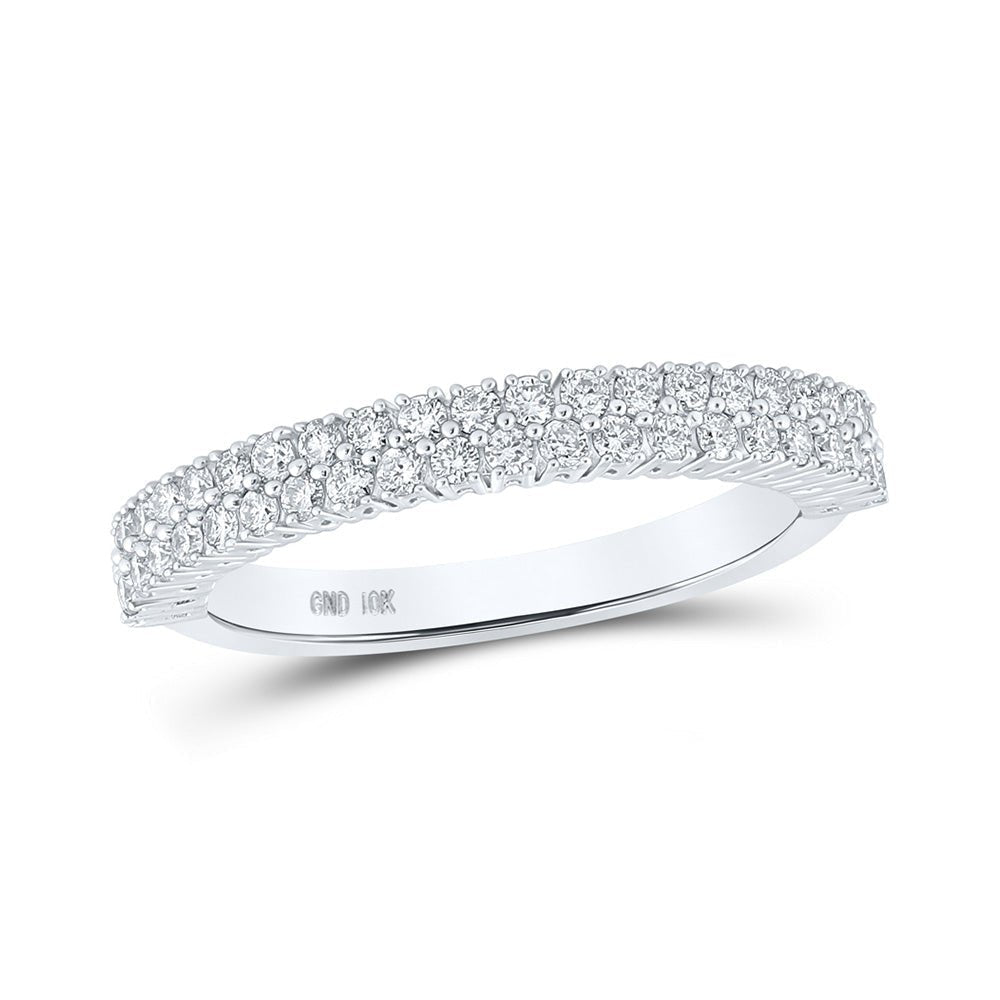 Captivating Brilliance | 10kt White Gold Womens Round Diamond Band Ring 1/2 Cttw - Splendid Jewellery