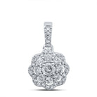 Captivating Brilliance: 10kt White Gold Womens Round Diamond Cluster Pendant 1/4 Cttw - Splendid Jewellery