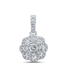 Load image into Gallery viewer, Captivating Brilliance: 10kt White Gold Womens Round Diamond Cluster Pendant 1/4 Cttw - Splendid Jewellery