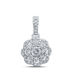 Captivating Brilliance: 10kt White Gold Womens Round Diamond Cluster Pendant 1/4 Cttw - Splendid Jewellery
