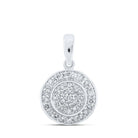 Captivating Brilliance: 10kt White Gold Womens Round Diamond Cluster Pendant - Splendid Jewellery