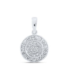 Captivating Brilliance: 10kt White Gold Womens Round Diamond Cluster Pendant - Splendid Jewellery