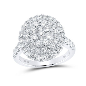 Captivating Brilliance: 10kt White Gold Womens Round Diamond Cluster Ring 1 - 7/8 Cttw - Splendid Jewellery