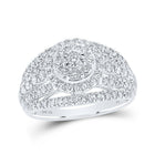 Captivating Brilliance: 10kt White Gold Womens Round Diamond Cluster Ring 1 Cttw - Splendid Jewellery