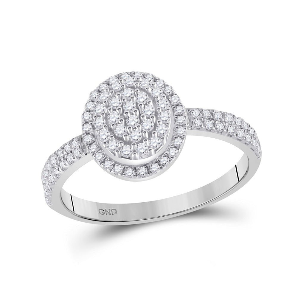 Captivating Brilliance: 10kt White Gold Womens Round Diamond Cluster Ring 1/2 Cttw - Splendid Jewellery