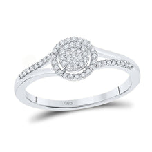 Load image into Gallery viewer, Captivating Brilliance: 10kt White Gold Womens Round Diamond Cluster Ring 1/6 Cttw - Splendid Jewellery