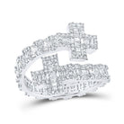 Captivating Brilliance | 10kt White Gold Women's Round Diamond Cross Cuff Band Ring 1 Cttw - Splendid Jewellery