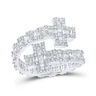 Captivating Brilliance | 10kt White Gold Women's Round Diamond Cross Cuff Band Ring 1 Cttw - Splendid Jewellery