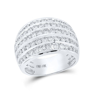 Captivating Brilliance: 10kt White Gold Womens Round Diamond Five Row Band Ring 2 Cttw - Splendid Jewellery