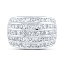 Load image into Gallery viewer, Captivating Brilliance: 10kt White Gold Womens Round Diamond Five Row Band Ring 2 Cttw - Splendid Jewellery