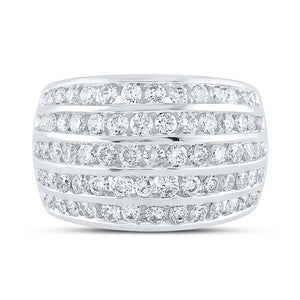 Captivating Brilliance: 10kt White Gold Womens Round Diamond Five Row Band Ring 2 Cttw - Splendid Jewellery