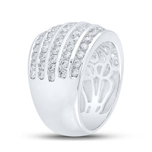 Captivating Brilliance: 10kt White Gold Womens Round Diamond Five Row Band Ring 2 Cttw - Splendid Jewellery