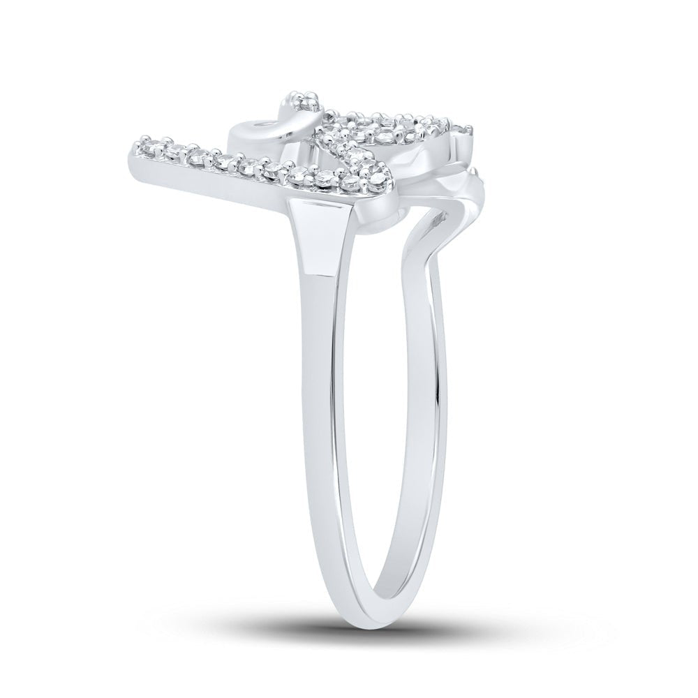 Captivating Brilliance: 10kt White Gold Womens Round Diamond Love Fashion Ring 1/5 Cttw - Splendid Jewellery