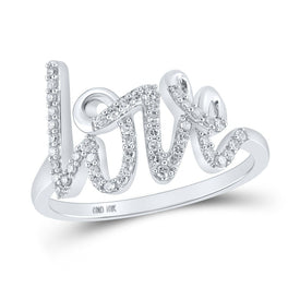Captivating Brilliance: 10kt White Gold Womens Round Diamond Love Fashion Ring 1/5 Cttw - Splendid Jewellery