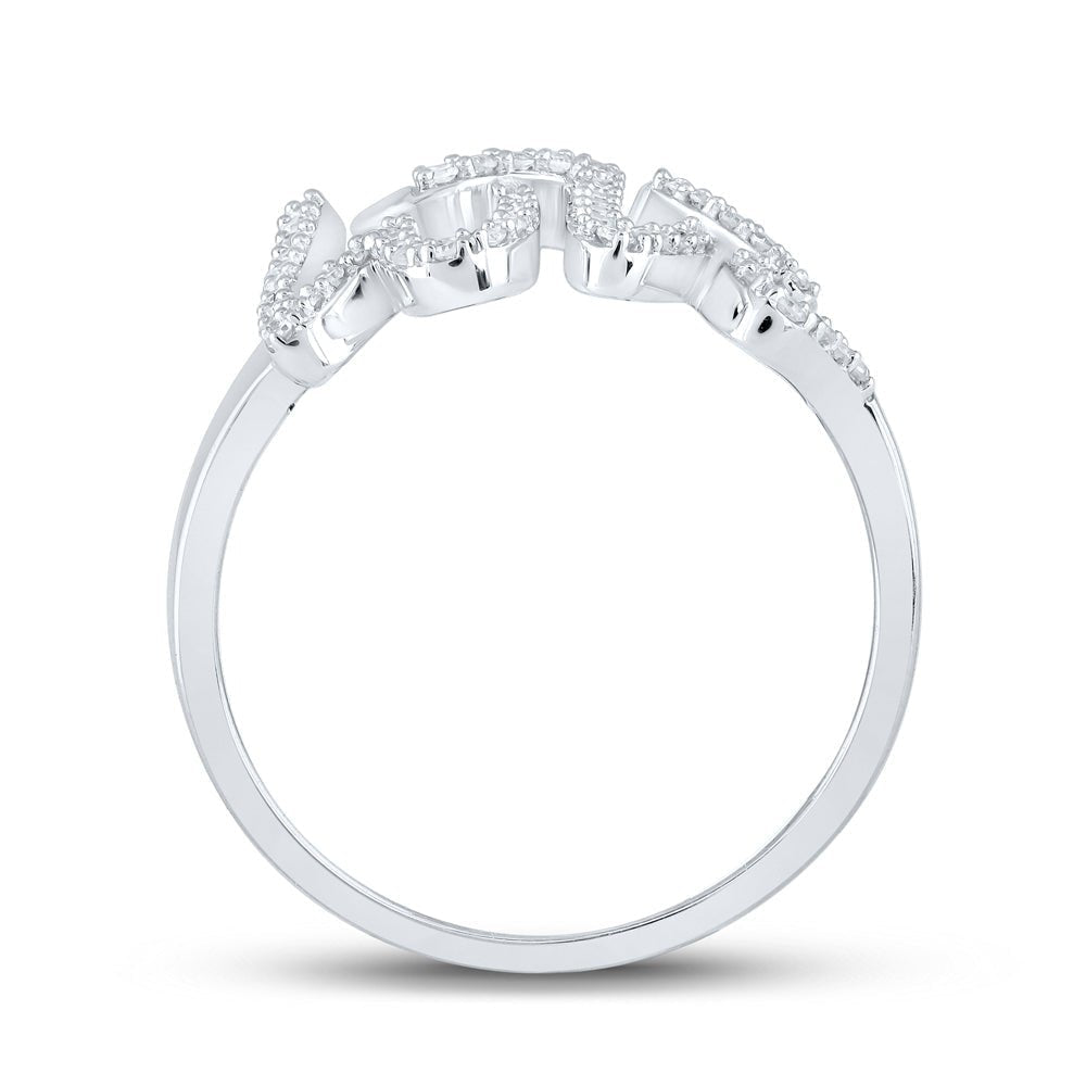 Captivating Brilliance: 10kt White Gold Womens Round Diamond Love Fashion Ring 1/5 Cttw - Splendid Jewellery