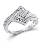 Captivating Brilliance: 10kt White Gold Womens Round Diamond Offset Square Cluster Ring 1/6 Cttw - Splendid Jewellery