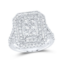 Load image into Gallery viewer, Captivating Brilliance: 10kt White Gold Womens Round Diamond Rectangle Cluster Ring 1 - 1/2 Cttw - Splendid Jewellery