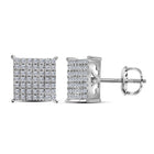 Captivating Brilliance: 10kt White Gold Womens Round Diamond Square Cluster Stud Earrings  Top View from Splendid Jewellery