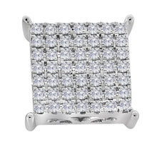 Load image into Gallery viewer, Captivating Brilliance: 10kt White Gold Womens Round Diamond Square Cluster Stud Earrings  Side View from Splendid Jewellery