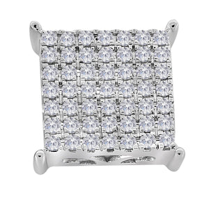 Captivating Brilliance: 10kt White Gold Womens Round Diamond Square Cluster Stud Earrings - Splendid Jewellery